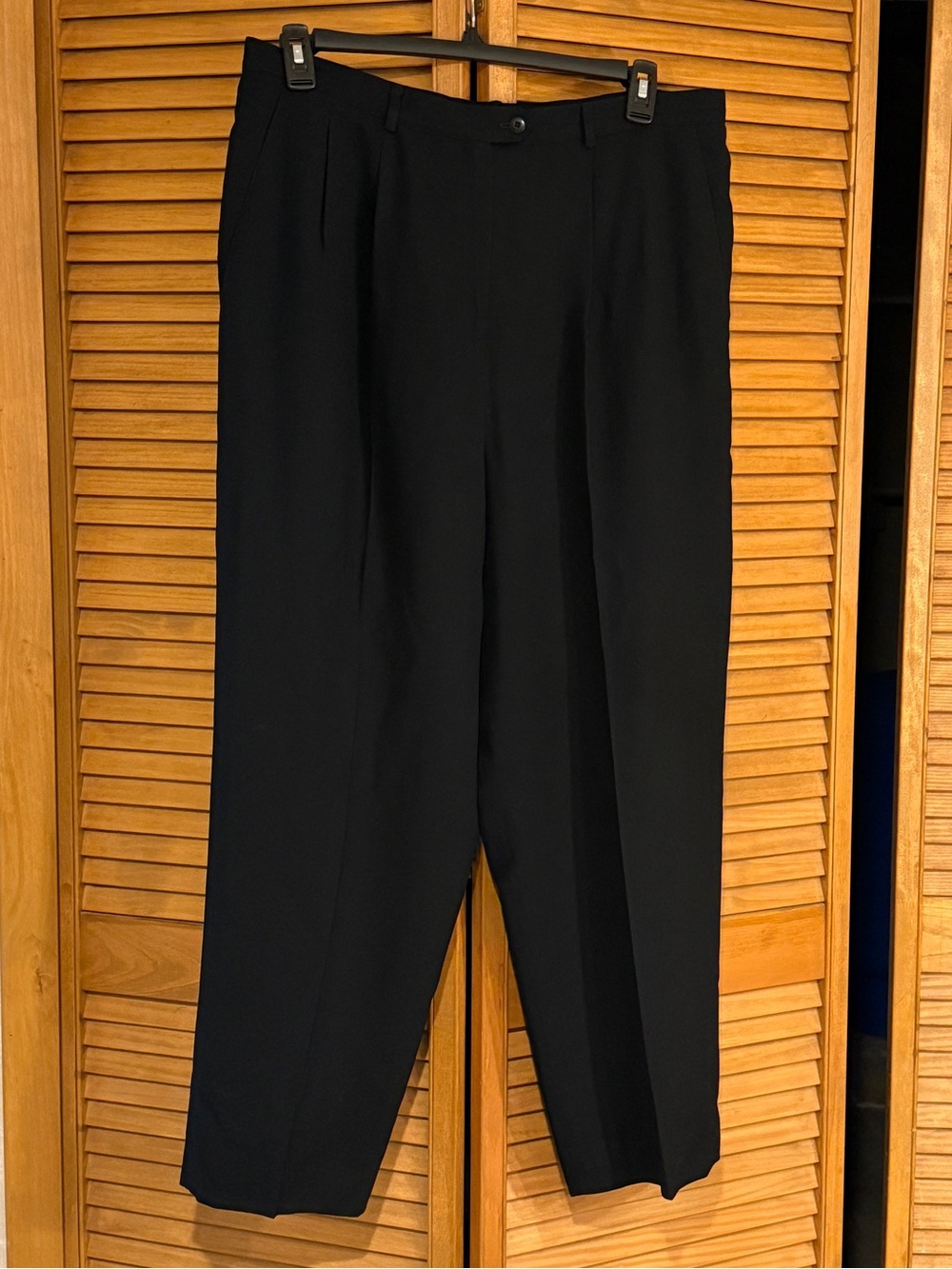 Lauren Ralph Lauren Black Worsted Wool Pants 16W Pleated High Rise Straight Leg